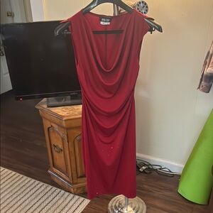 Red Draped Women's Dress